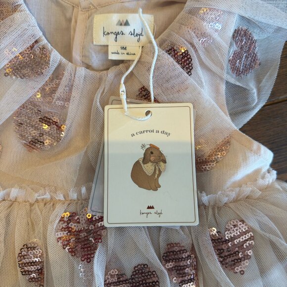 Yvonne Heart Sequins Dress - Coeur Sequins, Konges Sloejd in size 9M - Picture 3 of 4